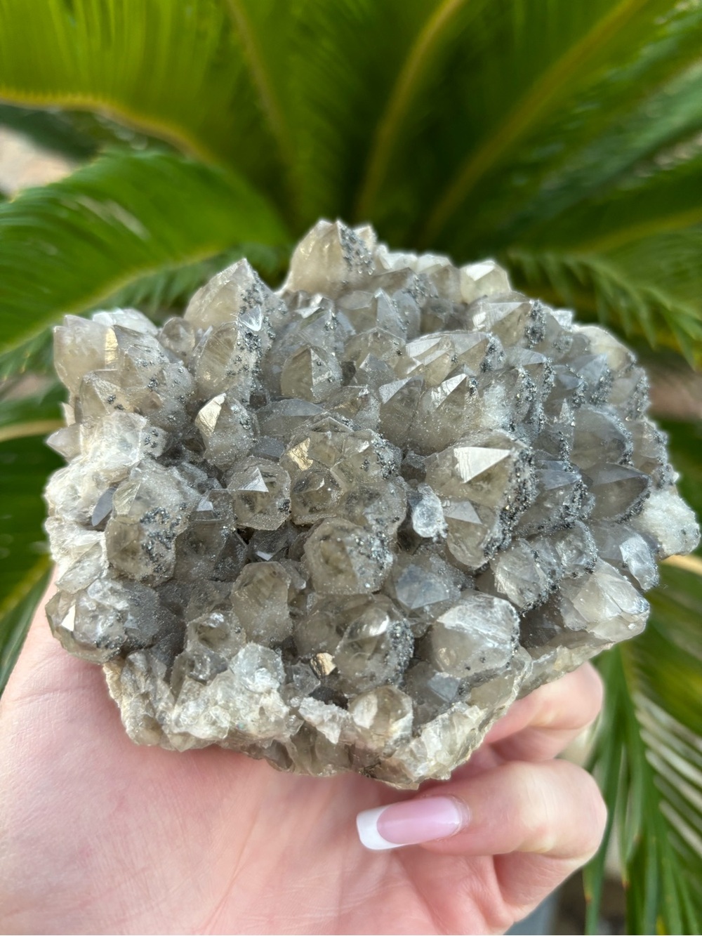 Natural Green Smoky Quartz Pinecone w pyrite druzy excellent quality Romania